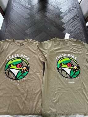Costa Rica Frog Graphic T-shirts (1 small, 1 medium) Olive Green